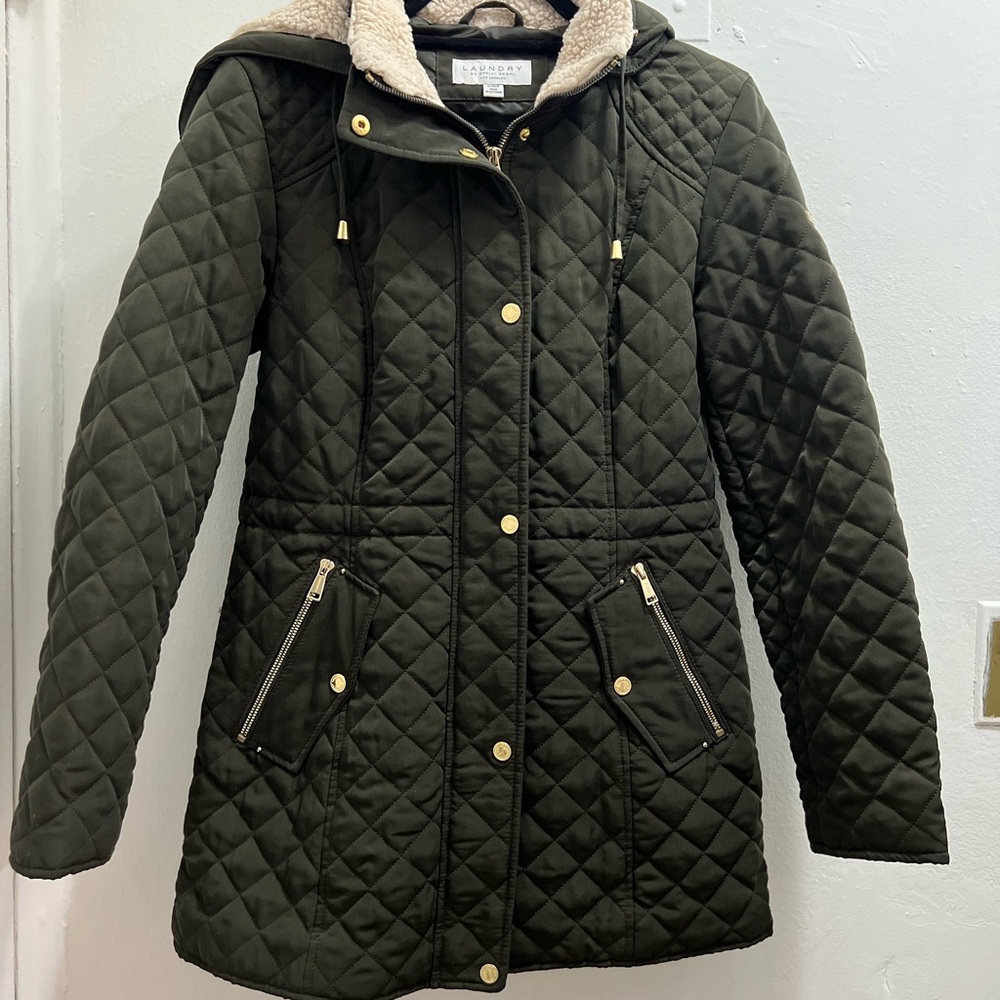 Laundry By Shelli Segal Olive Quilted Puffer Jacket